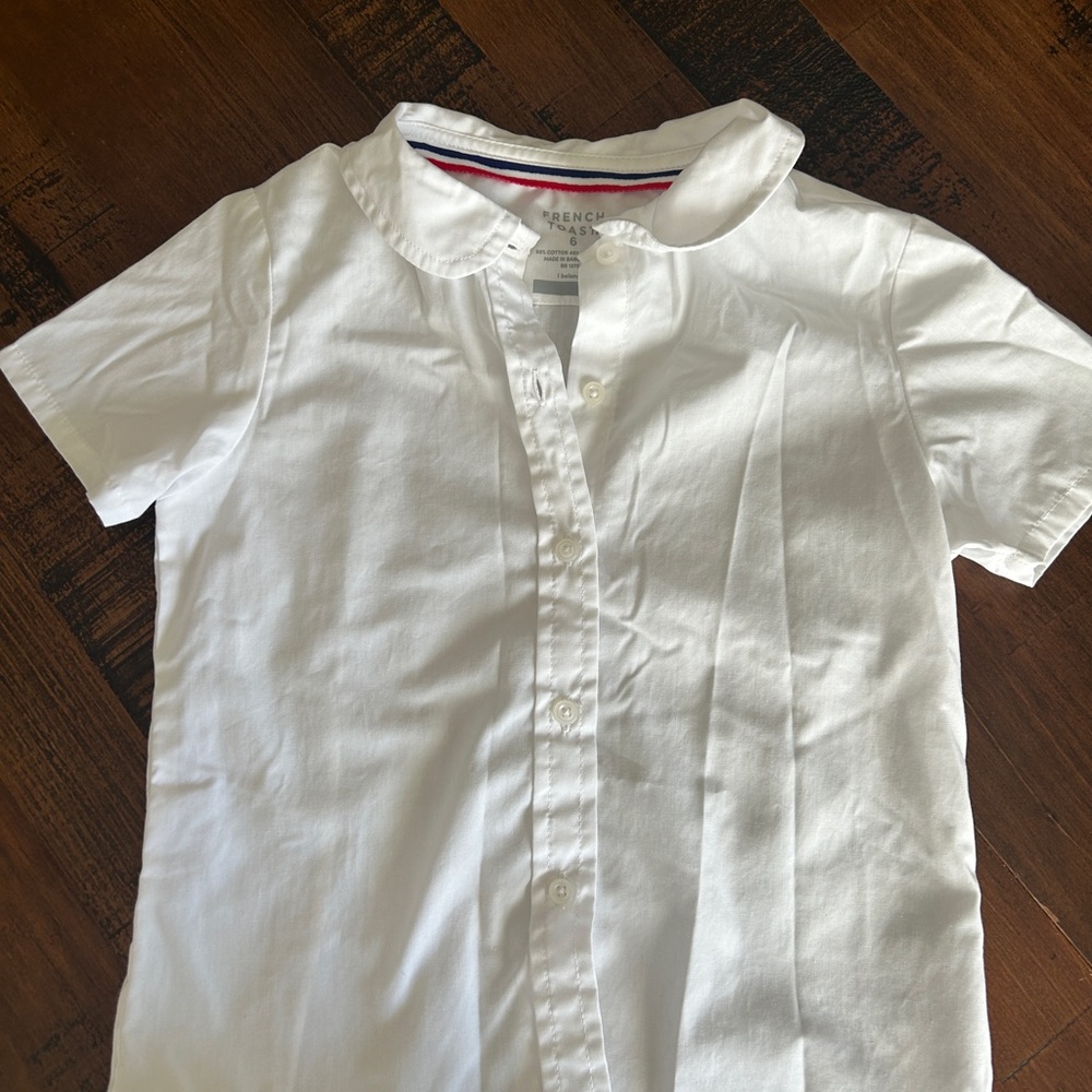 Size 6 girls French Toast PeterPan Collar short sleeved uniform shirts (3 total)